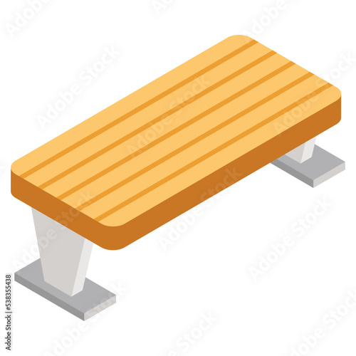 Outdoor sitting wooden bench icon