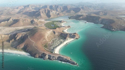 Vista aérea de la playa mas linda de mexico, balandra en baja california sur, mexico  photo