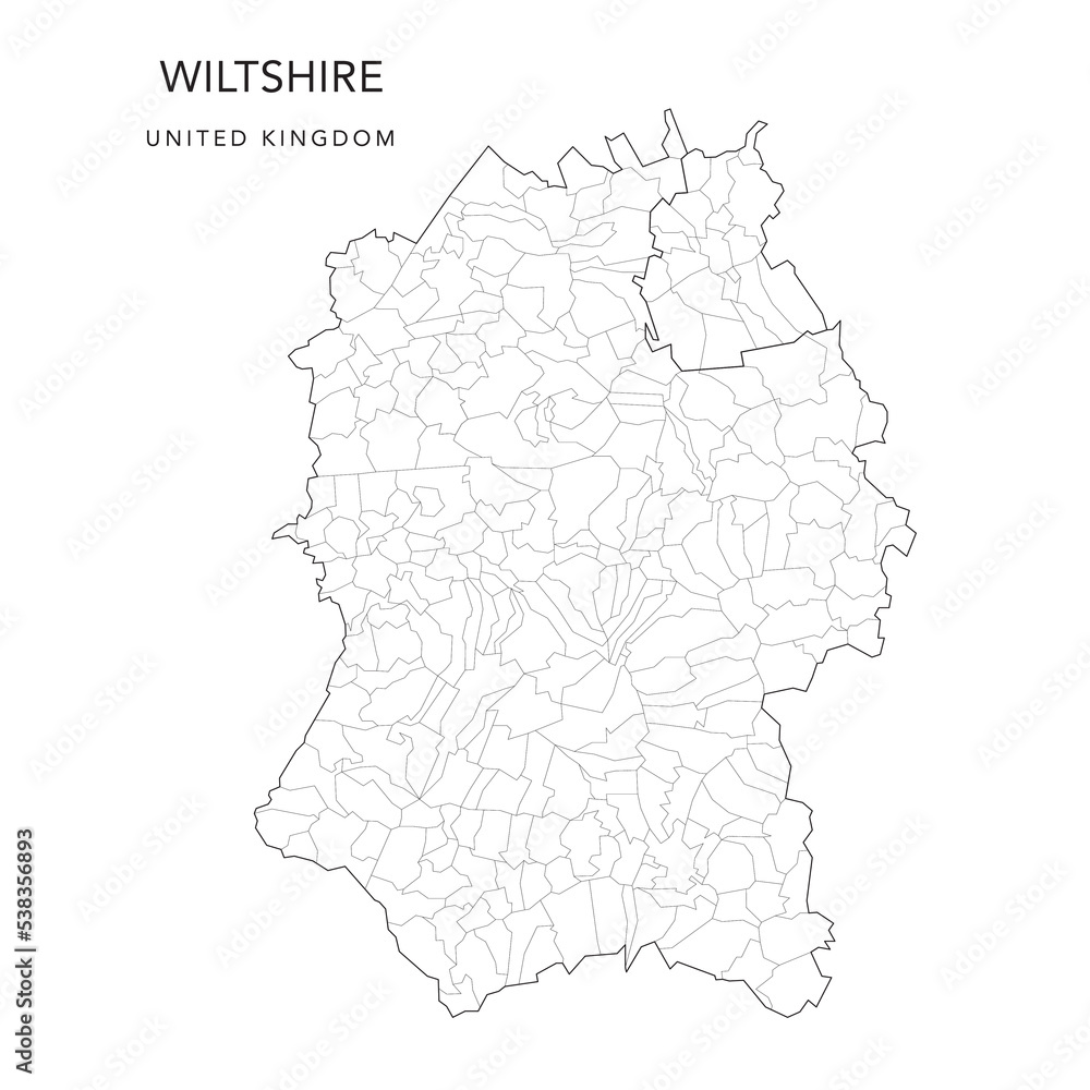 Administrative Map of Wiltshire with Unitary Authorities and Civil Parishes as of 2022 - United Kingdom, England - Vector Map Administrative Map of Wiltshire with Unitary Authorities and Civil Parishes as of 2022 - United Kingdom, England - Vector Map