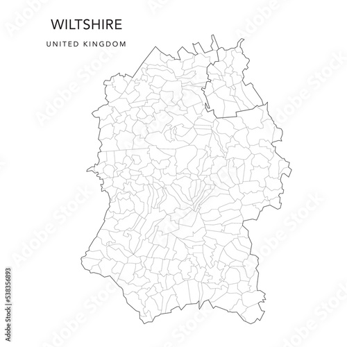 Administrative Map of Wiltshire with Unitary Authorities and Civil Parishes as of 2022 - United Kingdom  England - Vector Map