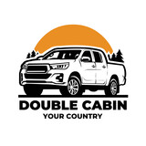 Adventure double cabin pickup truck logo vector isolated