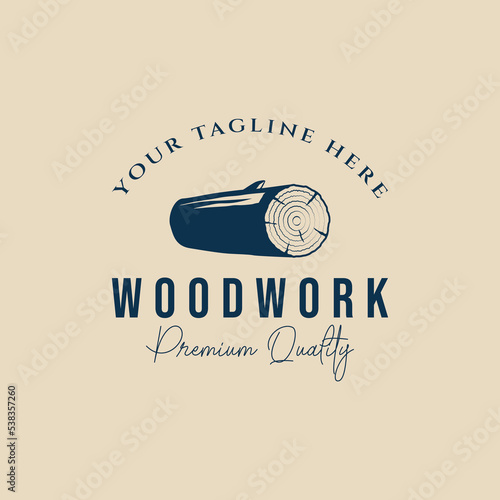 wood work vintage logo vector illustration design