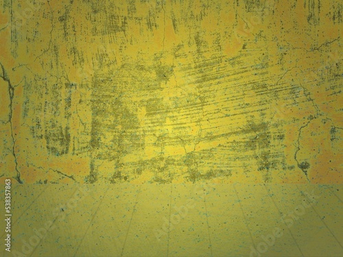 Yellow paint wall and floor texture 