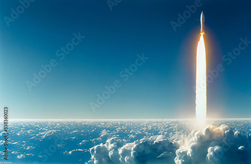 Launch of a strategic nuclear cruise missile for a massive attack, illustration 3d