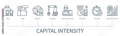 Capital intensity vector infographic in minimal outline style