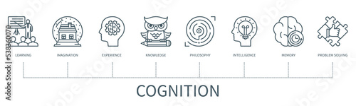 Cognition vector infographic in minimal outline style