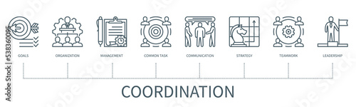 Coordination vector infographic in minimal outline style