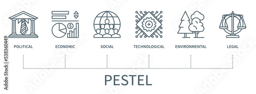 Pestel vector infographic in minimal outline style