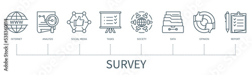 Survey vector infographic in minimal outline style