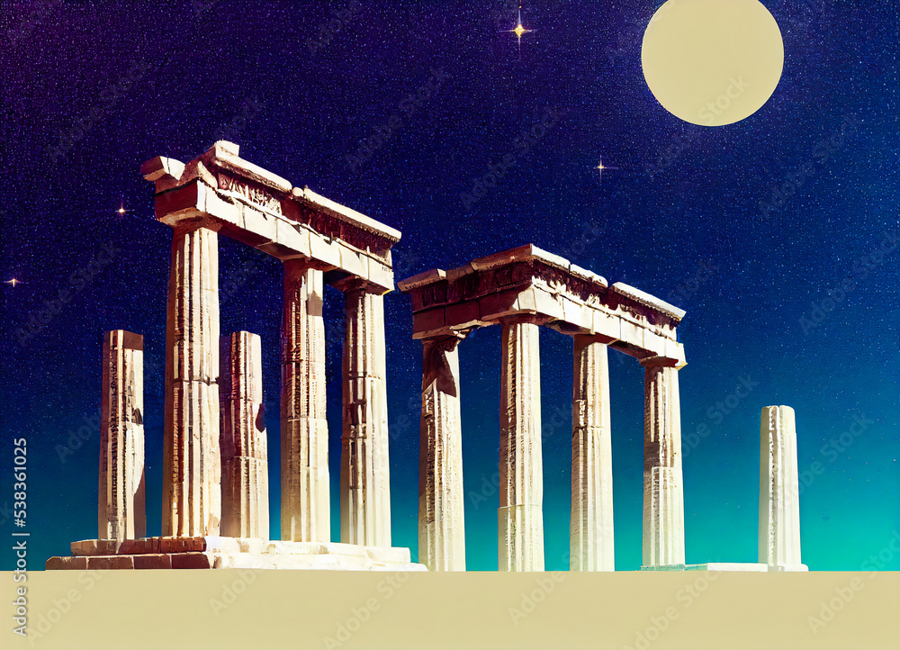 Fototapeta premium 3d illustration of ancient roman or greek temple, with column and frontispiece