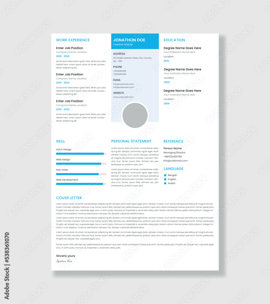 CV Design with Cover Letter. Resume Design with Cover Letter