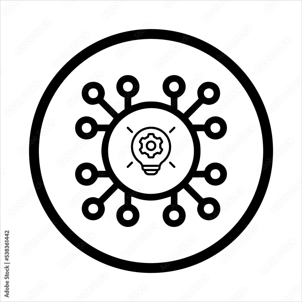 black and white circle idea logo