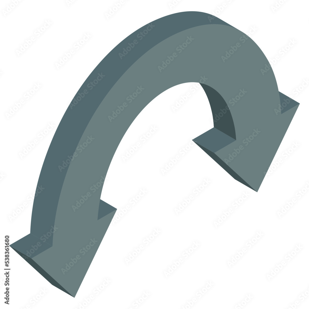 An icon design of double head downward arch arrow An icon design of double head downward arch arrow