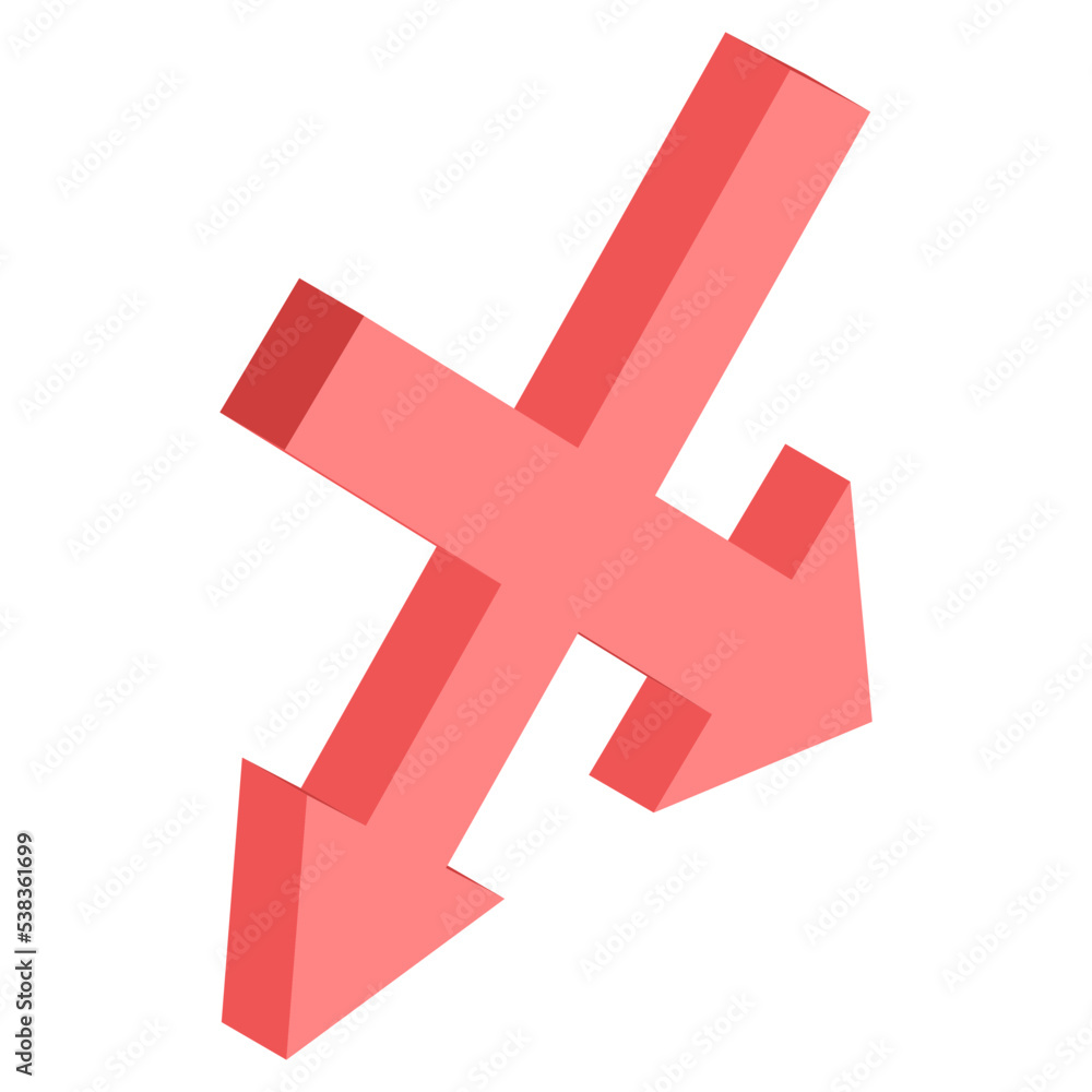 Obraz premium Cross downward arrow icon in modern style