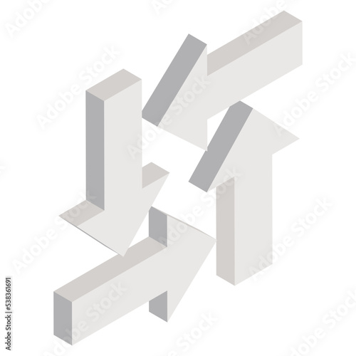 Editable isometric design icon of square arrows 