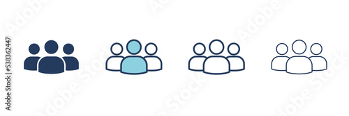 People team icon. User group vector symbol. Filled and Linear style sign for mobile concept and web design. Leader of group symbol illustration. Pixel vector graphics - Vector