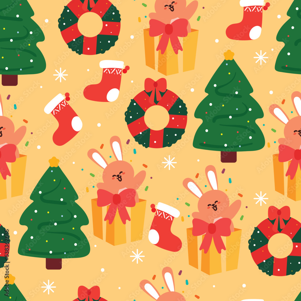 seamless pattern cartoon christmas. cute christmas wallpaper for textile, gift wrap paper