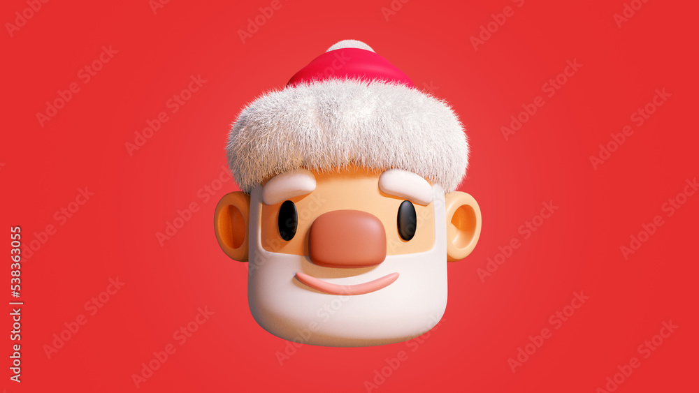 Santa Claus Happy 3D emoji face