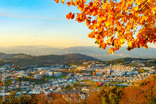 Aerial cityscape autumn Braga Portugal