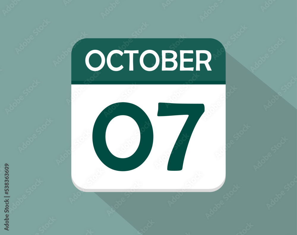 7 day calendar icon for october. Vector for october month and week day on light background 7 day calendar icon for october. Vector for october month and week day on light background