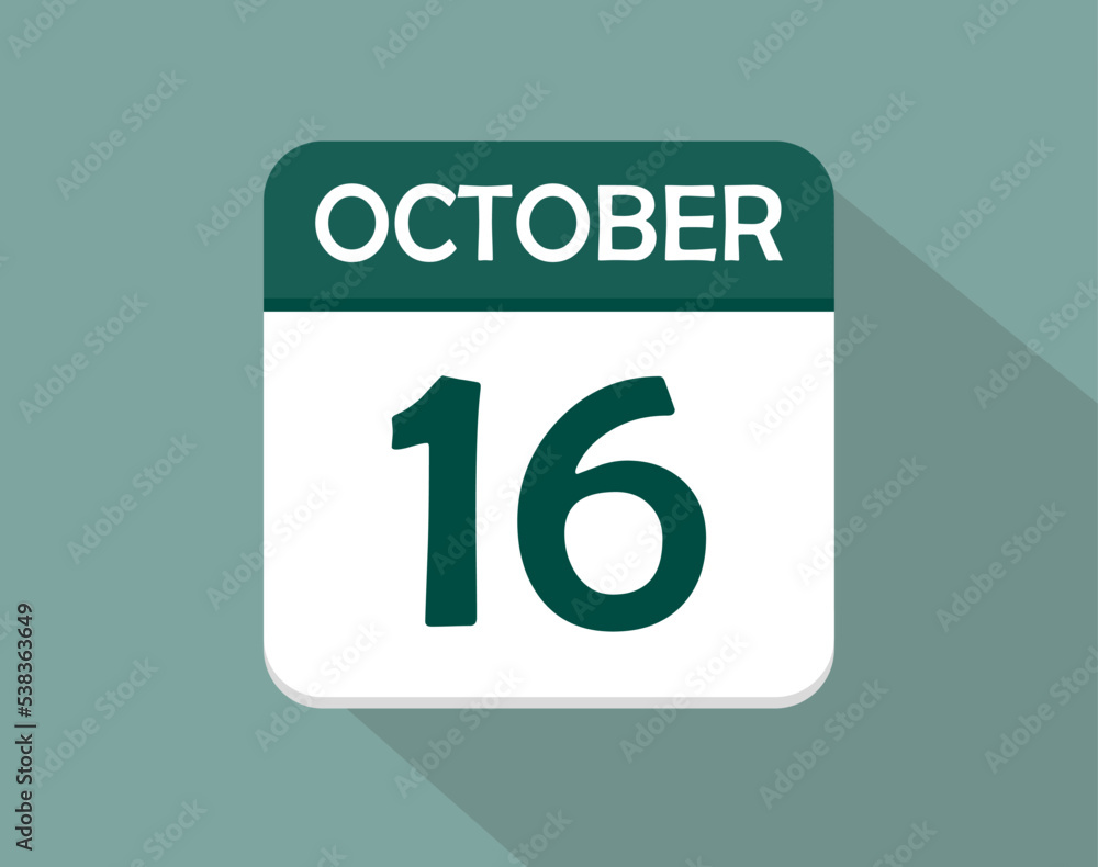 16 day calendar icon for october. Vector for october month and week day on light background 16 day calendar icon for october. Vector for october month and week day on light background