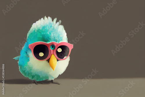 Cute litte birds with glasses