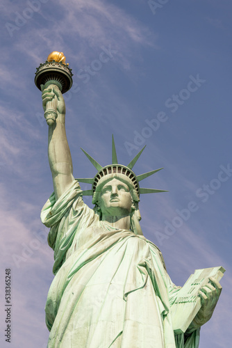 View with torch and declaration of independence at the Statue of Liberty