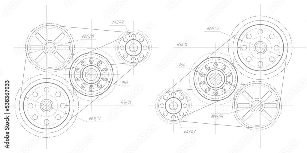 Technology banner.Mechanical Engineering background .Technical drawing .Vector illustration. Technology banner.Mechanical Engineering background .Technical drawing .Vector illustration.