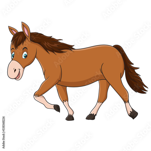 vector illustration of cute horse cartoon