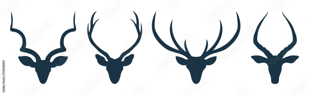 Deer head With Big horn illustration vector, Deer Logo, Deer icon Deer head With Big horn illustration vector, Deer Logo, Deer icon