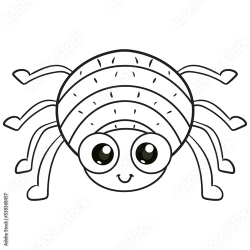 coloring pages or books for kids. cute spider cartoon. black and white