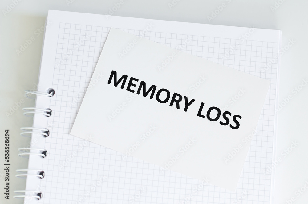 MEMORY LOSS text in card, medical concept. MEMORY LOSS text in card, medical concept.