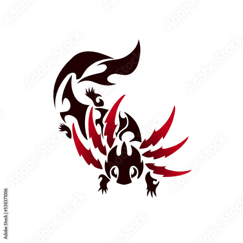 Vector tribal art tattoo axolotl