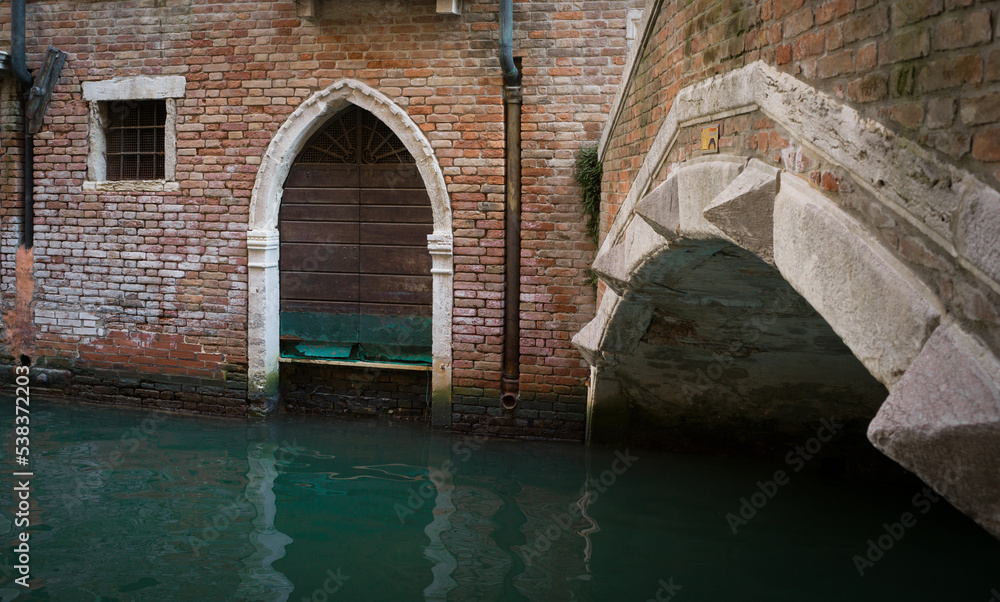 Venezia, door, and bridge detail.