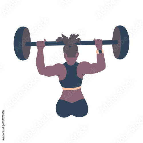 Weightlifting female athlete vector illustration.
