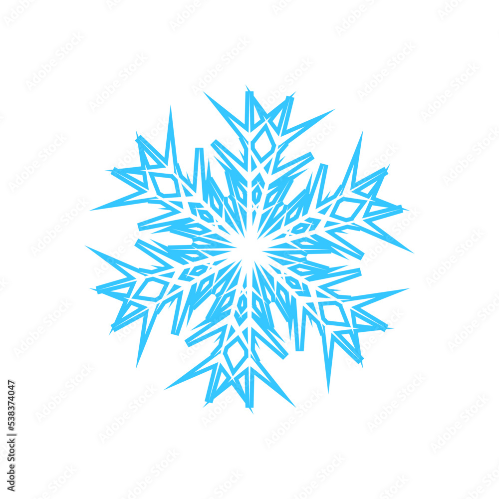 Simple snowflake made of blue lines. Festive decoration for New Year and Christmas, symbol of winter, element for design. Vector illustration Simple snowflake made of blue lines. Festive decoration for New Year and Christmas, symbol of winter, element for design. Vector illustration
