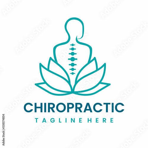 Lotus Chiropractic logo design, Backbone Spine Icon