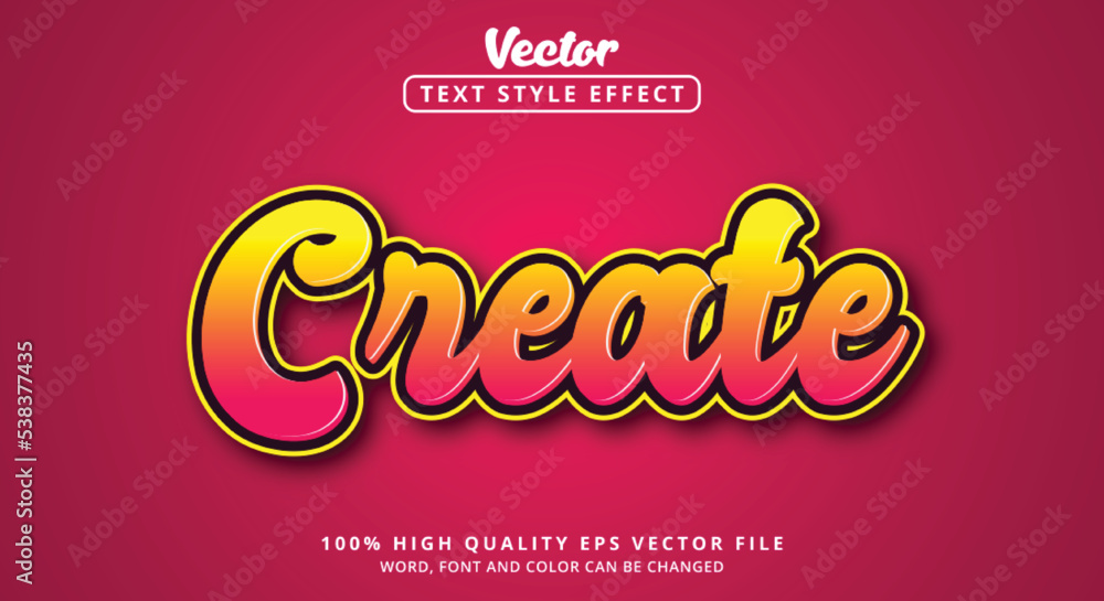 Editable text effect, Create text with colorful style with modern style