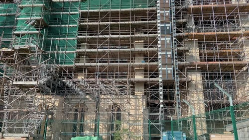 Scaffolding on York Minster during restoration work photo