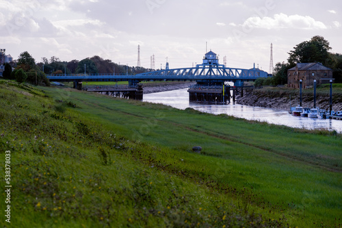 Cross Keys bridge, a swing bridge over the river Nene in Sutton Bridge, Lincolnshire, East Midlands, England