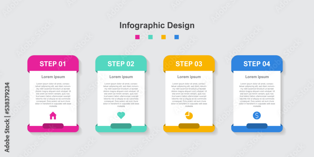 Four Steps Colorful abstract business infographic template