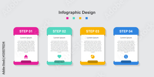 Four Steps Colorful abstract business infographic template