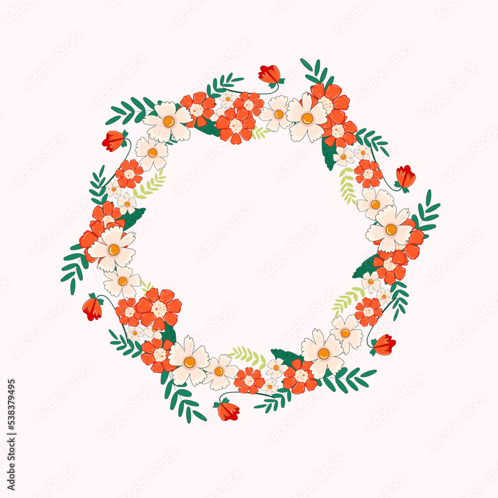 Set of vector flowers. A wonderful wreath. Elegant floral collection with isolated orange, white leaves and flowers. Design for invitations, wedding or greeting cards