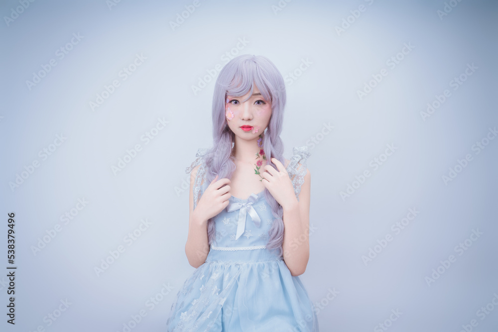 A girl with petals on her body A girl with petals on her body