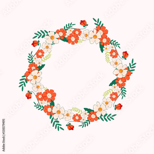 Set of vector flowers. A wonderful wreath. Elegant floral collection with isolated orange, white leaves and flowers. Design for invitations, wedding or greeting cards