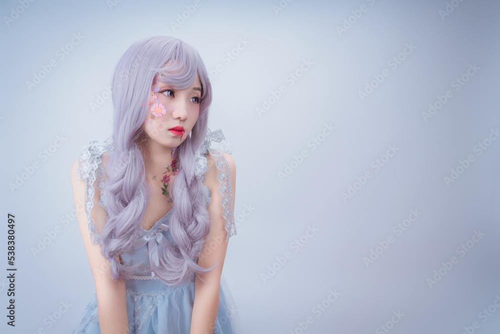 A girl with petals on her body A girl with petals on her body