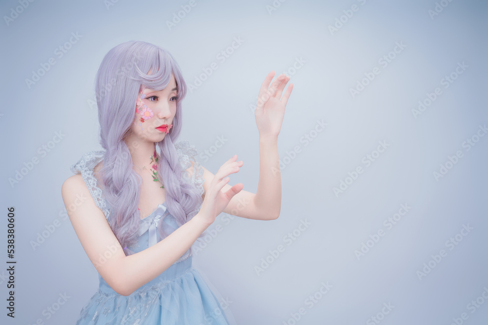 A girl with petals on her body A girl with petals on her body