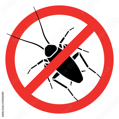 No cockroach sign. Cockroach in red crosshair mark. Vector