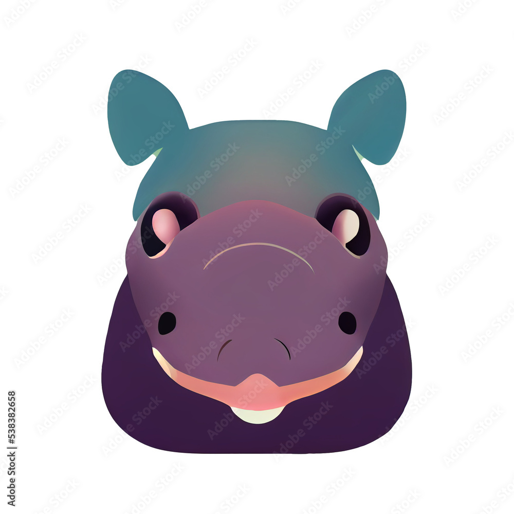 Cute hippo on white background digital 3d illustration for book web graphic design Cute hippo on white background digital 3d illustration for book web graphic design