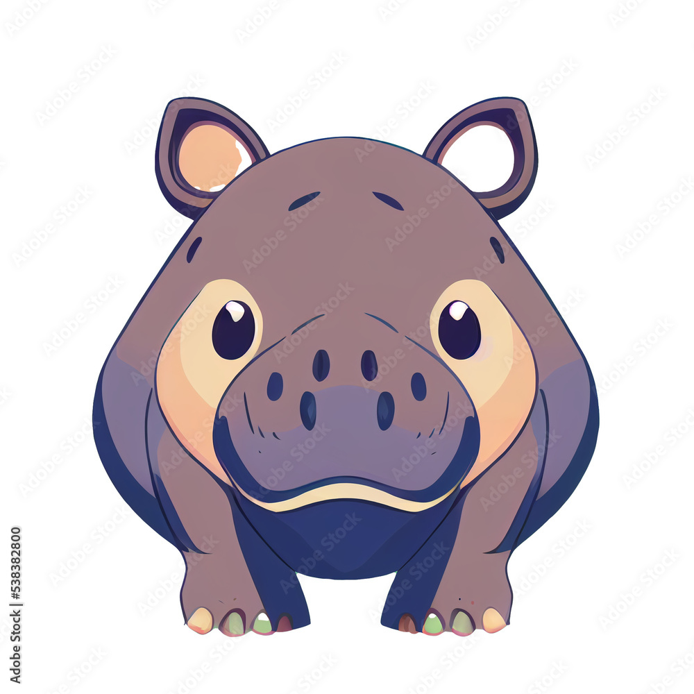 Cute hippo on white background digital 3d illustration for book web graphic design Cute hippo on white background digital 3d illustration for book web graphic design